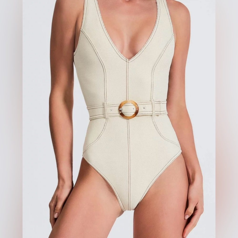 DEVON WINDSOR Beige Textured Swimsuit